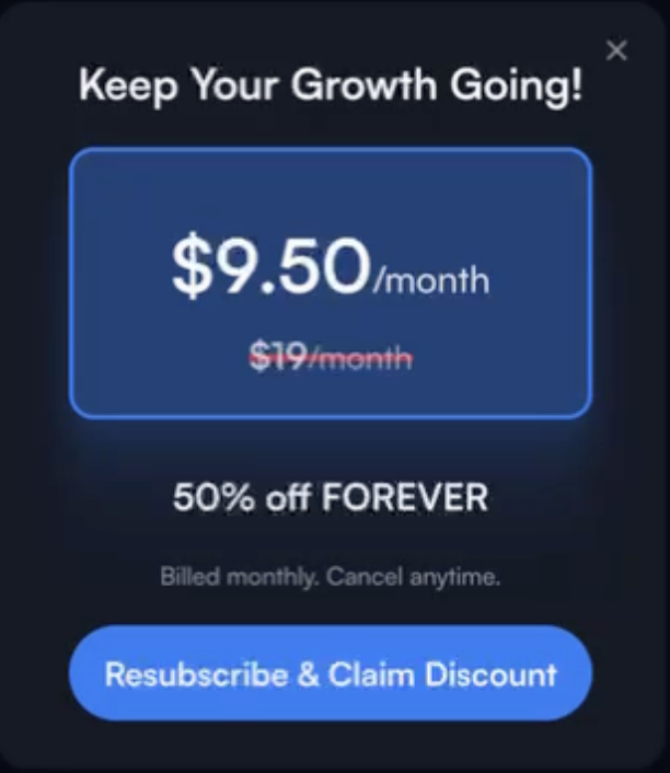 Resubscribe card on dashboard