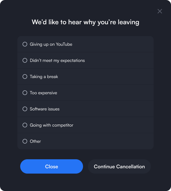 Cancellation survey